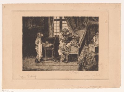 A majmok szatirikus ábrázolása fogorvosként, asszisztensként és páciensként alkotó: Pierre Peeters (signed by artist)