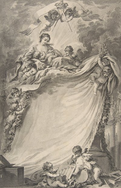 A bordeaux-i szabadkőművesek oklevele, François Boucher után, 1766. alkotó: Pierre Philippe Choffard