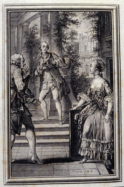A magabiztos tudás nélkül vagy a Stratageme – Jean La Fontaine „” Mesék és hírek versben” című részében. 1776. Illusztráció: P. P. Choffard. alkotó: Pierre Philippe Choffard