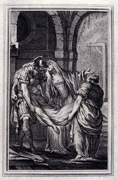 Az efezusi matróna – Jean La Fontaine „” Mesék és novellák versben” című részében. 1776. Illusztráció: P. P. Choffard. alkotó: Pierre Philippe Choffard