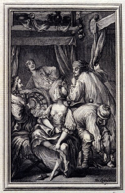 Le Cradle – Jean La Fontaine „” Mesék és novellák versben” című részében. 1776. Illusztráció: P. P. Choffard. alkotó: Pierre Philippe Choffard