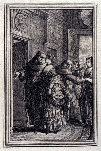Les Freres de Catalunya - Jean La Fontaine „” Mesék és novellák versben” című részében. 1776. Illusztráció: P. P. Choffard. alkotó: Pierre Philippe Choffard