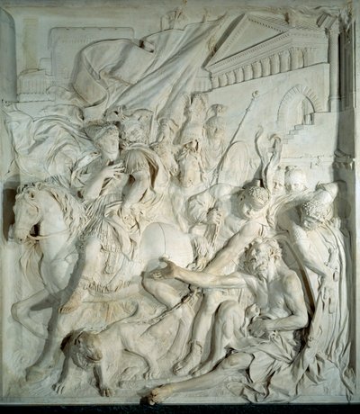 Nagy Sándor (Kr. e. 356-i. e. 323) találkozik a görög filozófussal, a cinikus Diogene-szel (i. e. 413-i. e. 327). ). Párizs, Louvre Múzeum alkotó: Pierre Puget