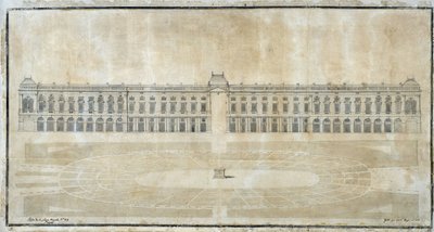 Építészet: „Place Royale projekt Marseille-ben, belső magasság” 1686 (rajz) alkotó: Pierre Puget