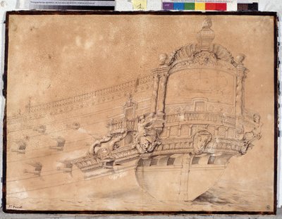 A „Paris” hajó hátulja. (rajz) alkotó: Pierre Puget