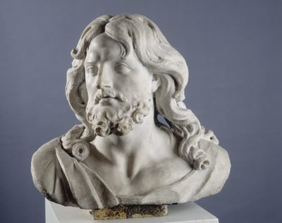Salvator Mundi. Krisztust mint a világ Megváltóját ábrázoló mellszobor (márvány) alkotó: Pierre Puget