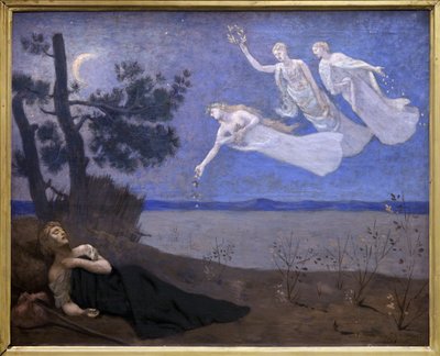 Le Reve (álmában látja, hogy szerelem, dicsőség és gazdagság jelenik meg előtte) (festmény) alkotó: Pierre Puvis de Chavannes