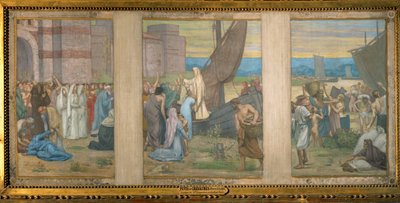 Saint Genevieve friss utánpótlást hoz Párizsba, vázlat a párizsi Pantheonhoz (festmény, vászon) alkotó: Pierre Puvis de Chavannes