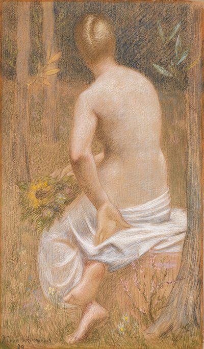 Hátulról látható ülő női alak alkotó: Pierre Puvis de Chavannes