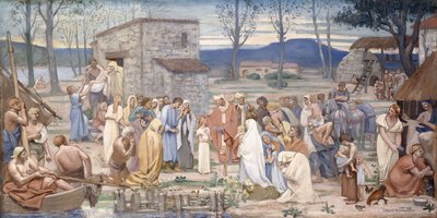 Saint Genevieve gyermekkora, 1874 alkotó: Pierre Puvis de Chavannes