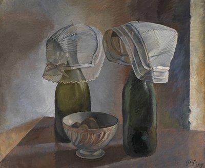 Csendélet palackokkal és breton motorháztetővel, 1924 körül (olaj, vászon) alkotó: Pierre Roy