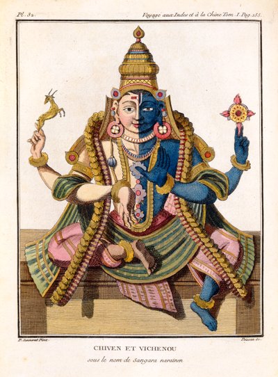 Hari-Hara, Pierre Sonnerat "Voyage aux Indes et a la Chine" című művéből, Poisson metszete, megjelent 1782-ben. alkotó: Pierre Sonnerat