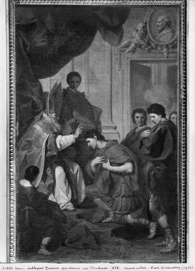 I. Nagy Theodosius császár kegyelmet kapott Szent Ambrus milánói érsektől, 1745 körül alkotó: Pierre Subleyras