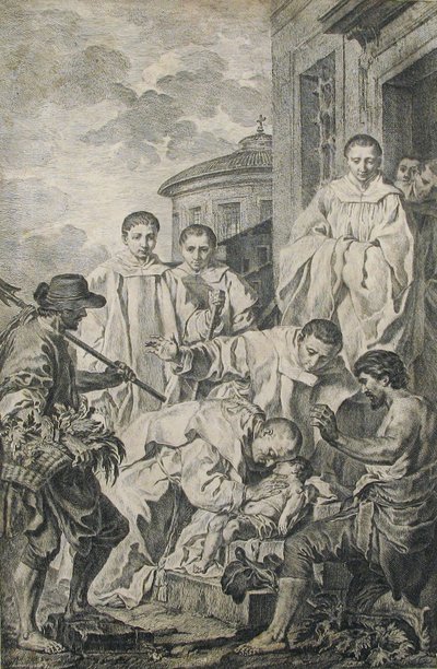 Szent Benedek feltámaszt egy gyermeket, 18. század. alkotó: Pierre Subleyras