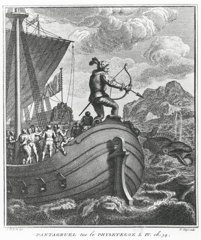 Pantagruel megöli Physetert, illusztráció François Rabelais "Gargantua és Pantagruel" című művéből. alkotó: Pierre Tanje