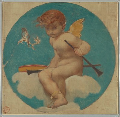 Tanulmány a Roundel számára a Putto Holding Attributes of Music segítségével alkotó: Pierre Victor Galland