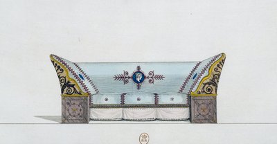 Kanapé, 106-os tányér, illusztráció a Collection de meubles et objects de goutból (Bútorok és ízléses tárgyak gyűjteménye) alkotó: Pierre de La Mesangere