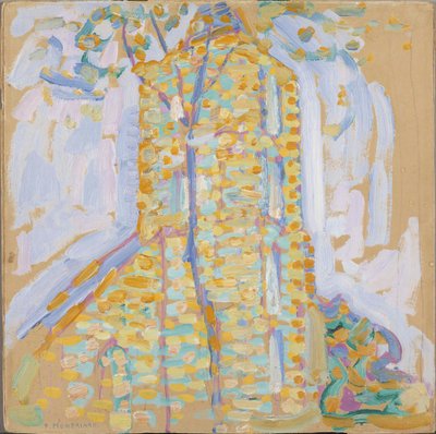 Domburgi templom fával, 1909. alkotó: Piet Mondrian