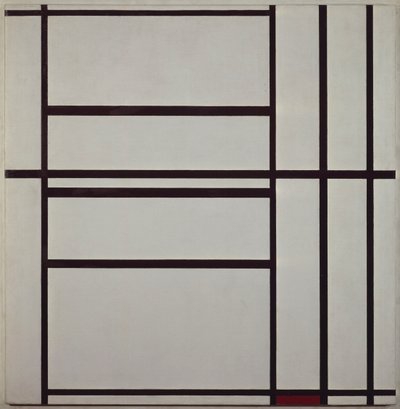 1. sz. kompozíció szürkével és pirossal 1938-1939 (olaj, vászon fa tartóra szerelve), alkotó: Piet Mondrian