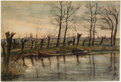 Farmer Returning to the Fields, 1900 körül (w/c és faszén papíron) alkotó: Piet Mondrian