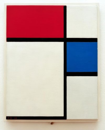 Összetétel sz. II; Összetétel kék és piros színekkel alkotó: Piet Mondrian