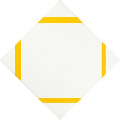 Rózsaszerű kompozíció négy sárga vonallal alkotó: Piet Mondrian
