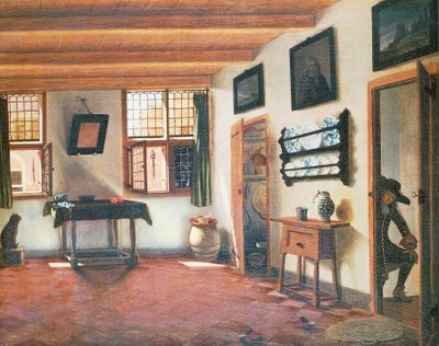 Holland ház belseje, kb 1670, Pieter Janssens Elinga (1623-1683) festménye, 48x60 cm alkotó: Pieter Janssens