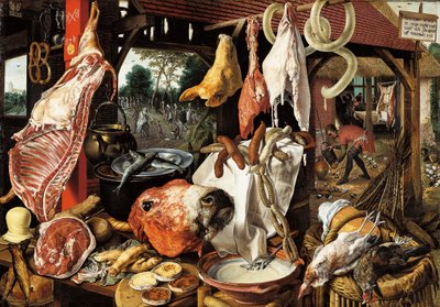 Mészáros bódéja az egyiptomi meneküléssel alkotó: Pieter Aertsen