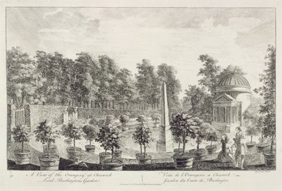 Kilátás az Orangery-re, Lord Burlington kertjére Chiswickben alkotó: Pieter Andreas Rysbrack