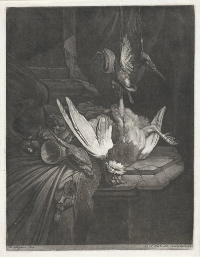 Csendélet baromfival alkotó: Pieter Anthony Wakkerdak