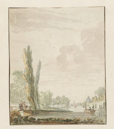 Kilátás a folyóra, a jobb oldalon egy teakupolával alkotó: Pieter Bartholomeusz. Barbiers