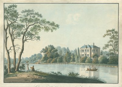 Kilátás az Over Holland házra teakupolával a Vecht-en Nieuwersluisban Hollandia felett aan de Vecht (cím az objektumon) alkotó: Pieter Bartholomeusz. Barbiers