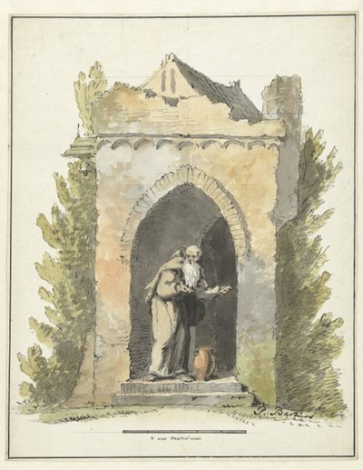 Remete egy kőkápolna előtt alkotó: Pieter Bartholomeusz. Barbiers