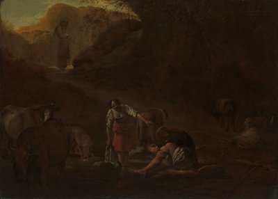 Pásztor és mosónő egy forrásnál alkotó: Pieter Bodding van Laer