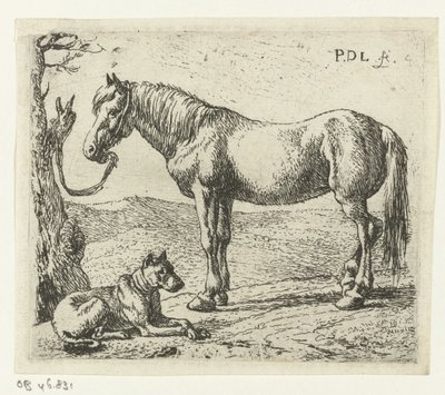 Ló és kutya a réten Lovak (sorozat címe) alkotó: Pieter Bodding van Laer