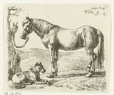 Ló és kutya a réten Lovak (sorozat címe) alkotó: Pieter Bodding van Laer