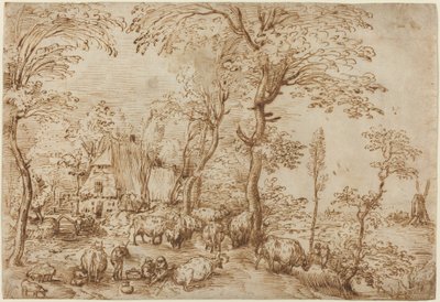 Peasants and Cattle near a Farmhouse   1227221   hu       hungarian Successfully Translated  Original: La femme de Potiphar (Putiphar) montre le vetement de Joseph (Potiphars Wife Displays Josephs Garment) - Oil on wood (26x36 cm), by Lucas van Leyden (148 alkotó: Pieter Bruegel the Elder