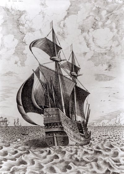 Hajó, metszett Hieronymus Cock alkotó: Pieter Bruegel the Elder