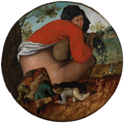 A pénzeszsákos ember és a hízelgők alkotó: Pieter Brueghel the Younger