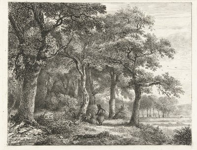 Erdei táj férfi hátizsákkal alkotó: Pieter Casper Christ