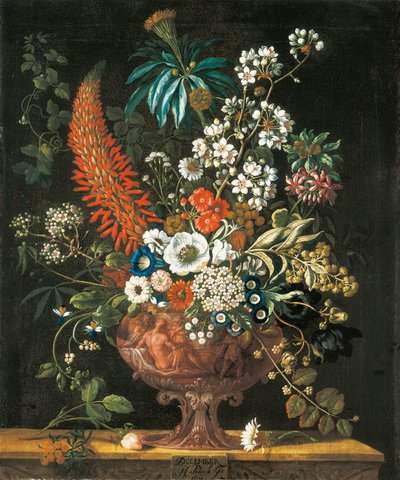 December, a Virágok tizenkét hónapja című virágcsendélet-naptárból, 1730 alkotó: Pieter Casteels