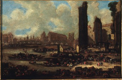 Le Pont-Neuf, la Cité, la Tour et la Porte de Nesle, 1650 körül, 1650 körül (olaj, vászon) alkotó: Pieter Casteels