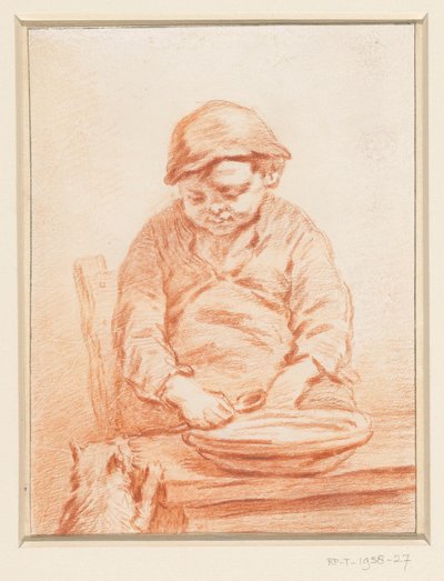 Apa eszik fiú macskával alkotó: Pieter Christoffel Wonder