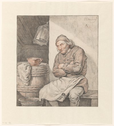 Ülő, alvó ember alkotó: Pieter Christoffel Wonder
