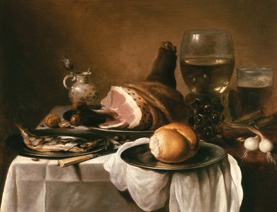 Csendélet sonkával alkotó: Pieter Claesz