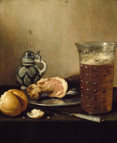 Csendélet sonkával, 17. század alkotó: Pieter Claesz