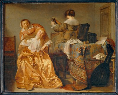 Dame à sa toilette - Egy hölgy a mosdóban ... alkotó: Pieter Codde