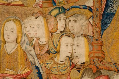 Flamand kárpit. Angyali Üdvözlet. Részlet, 1502-04 körül (arany, ezüst, selyem és gyapjú) alkotó: Pieter Coecke van Aelst