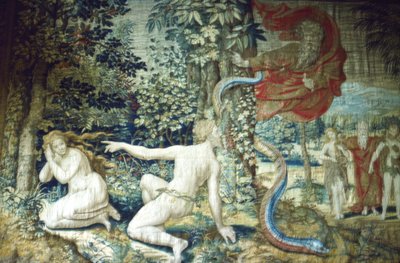 Firenze. Ádám és Éva a bűnbeesés után, Brüsszeli kárpit, 1548, XX. század alkotó: Pieter Coecke van Aelst