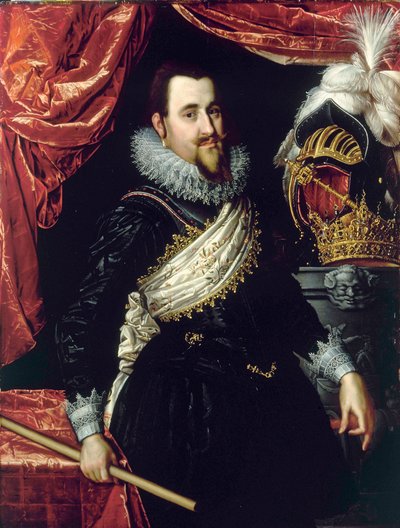 IV. Christian dán király (1577-1648) portréja. Pieter Isaacsz (1569-1625) festménye 1615 körül. Frederiksborg vára. Dánia. alkotó: Pieter Fransz. Isaacsz.